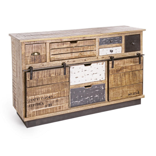 Buffet Tudor 2 portes 7 tiroirs 125x37x80h cm 