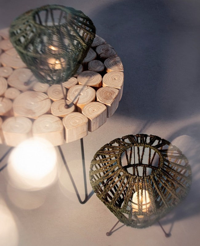 4x lanterne d'herbe trépied verte L