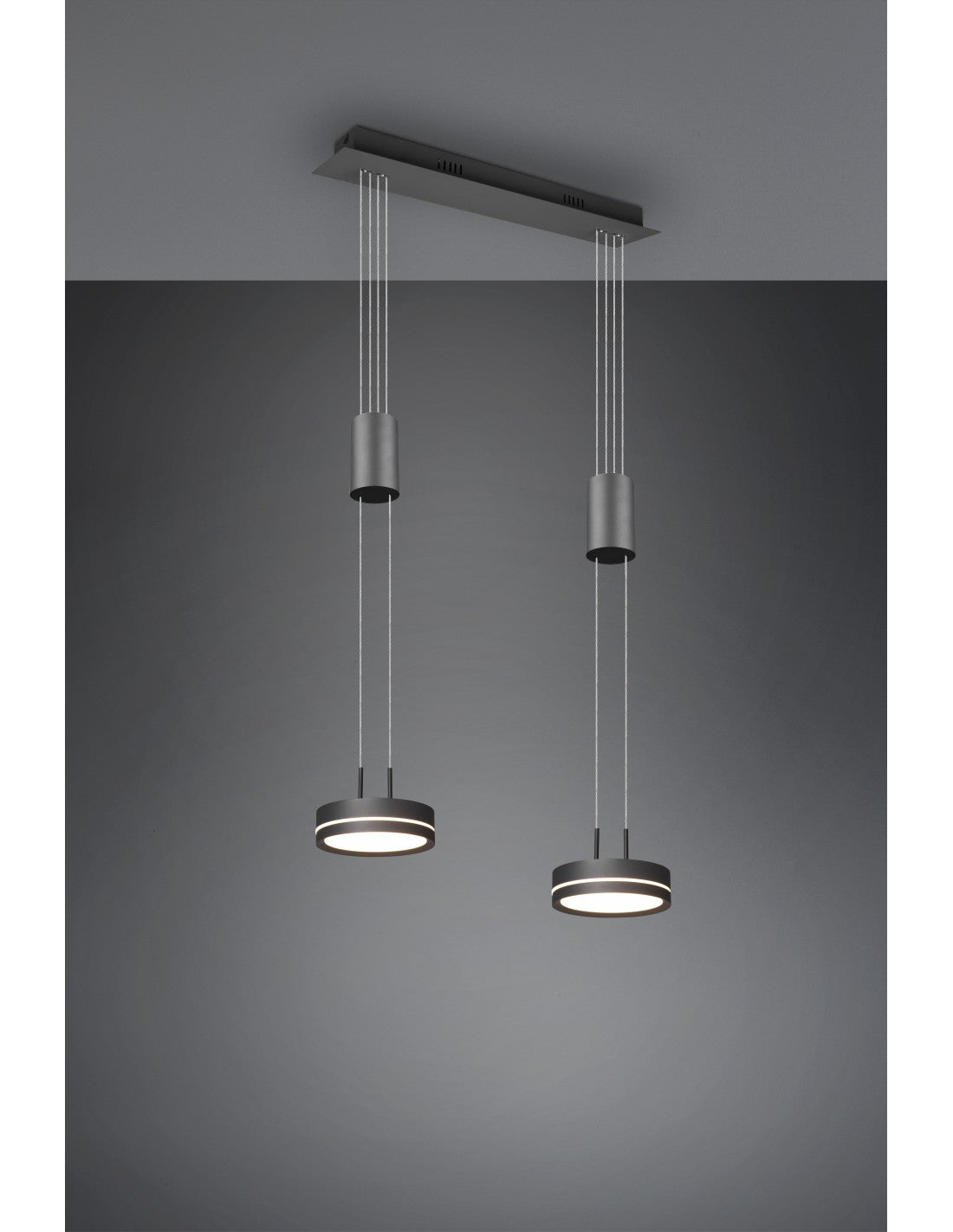 Franklin Anthracite Suspendu Double Disque LED Island Chandelier Trio Lighting