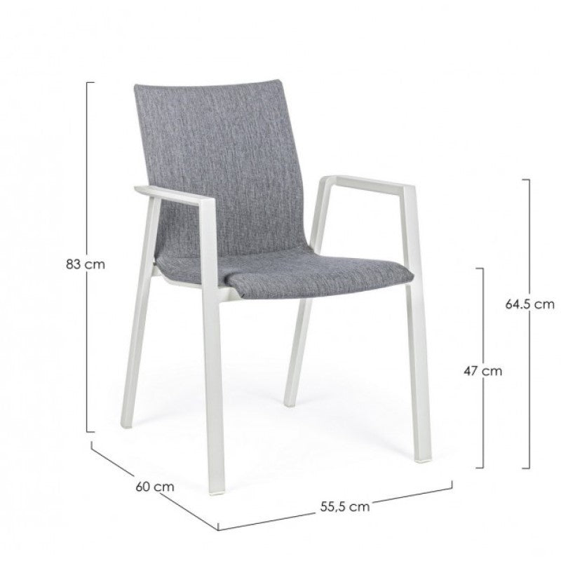 Chaise de jardin d'extérieur empilable blanc gris