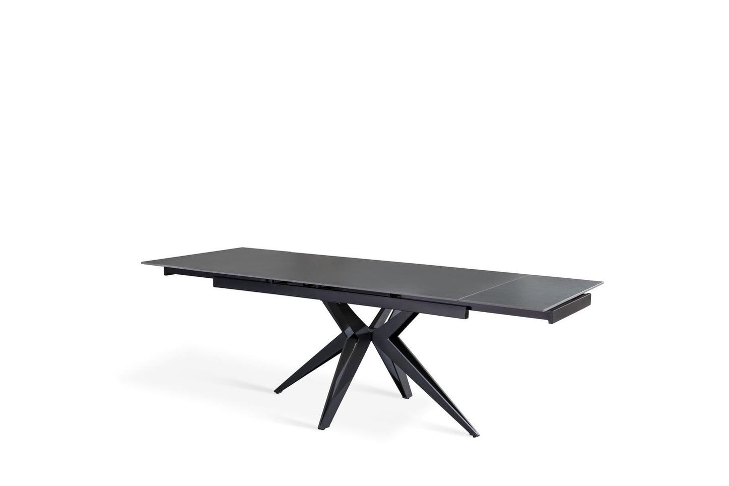 Table extensible vintage gris - noir mat 90 cm x 160-240 cm cm H. 76 cm