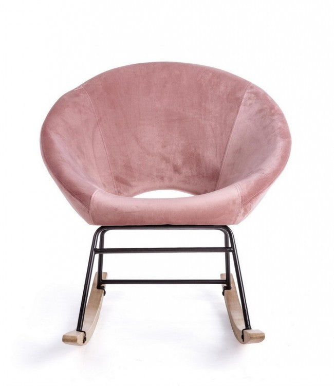 Fauteuil à bascule en velours Rose Antique ANNIKA 74x77x h74 cm