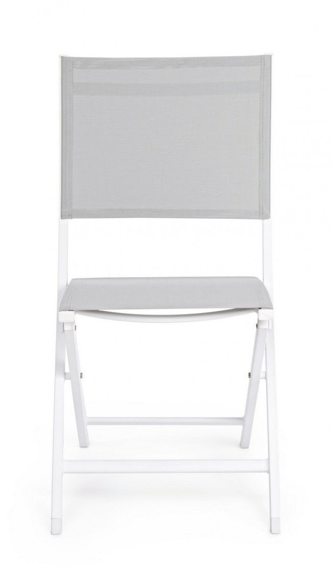 Chaise d'extérieur en aluminium gris blanc Elin 47X57X H88 Cm