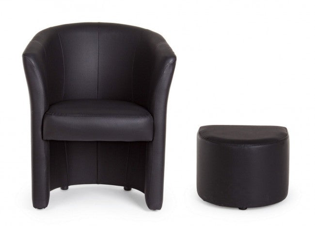 Fauteuil simili cuir avec pouf amovible Noir RITA 64,5x 59,5x h78 cm