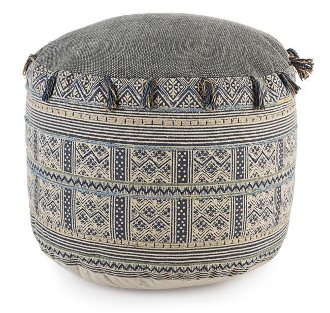 Pouf en coton style ethnique TILAK Snorkel diamètre 50x h35 cm