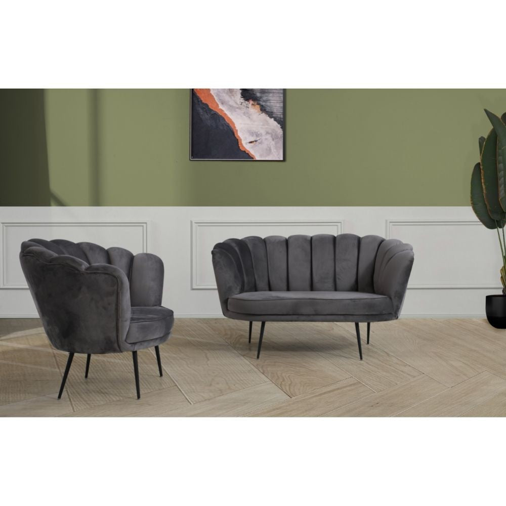 Fauteuil coque Orel en velours gris