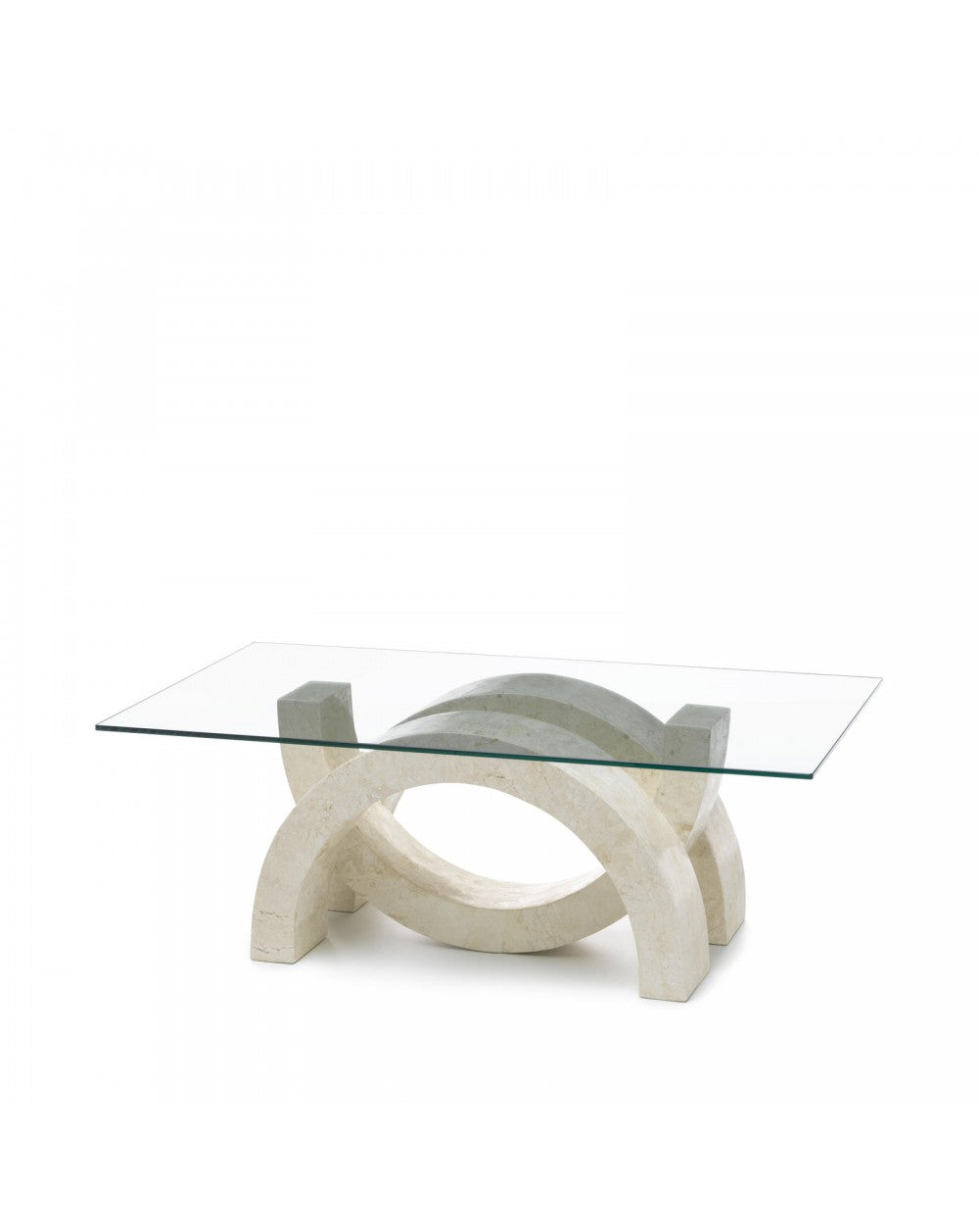 Table basse beige transparent 70 cm x 120 cm H. 41 cm