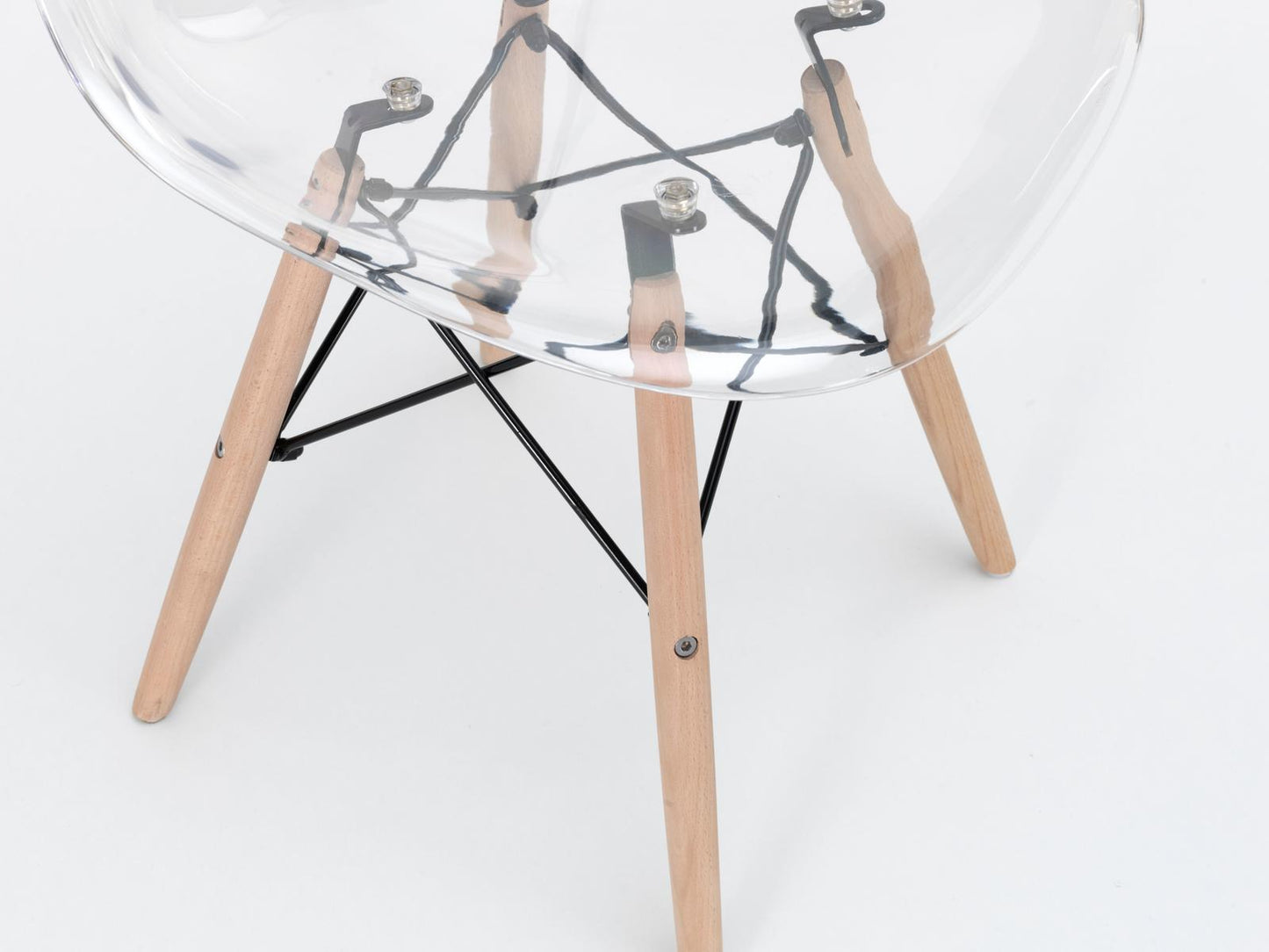 4x Chaise en polycarbonate et assise en PVC blanc 47x46x82h cm