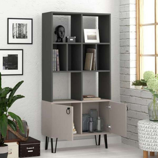 Bibliothèque Bene avec portes gris tourterelle anthracite