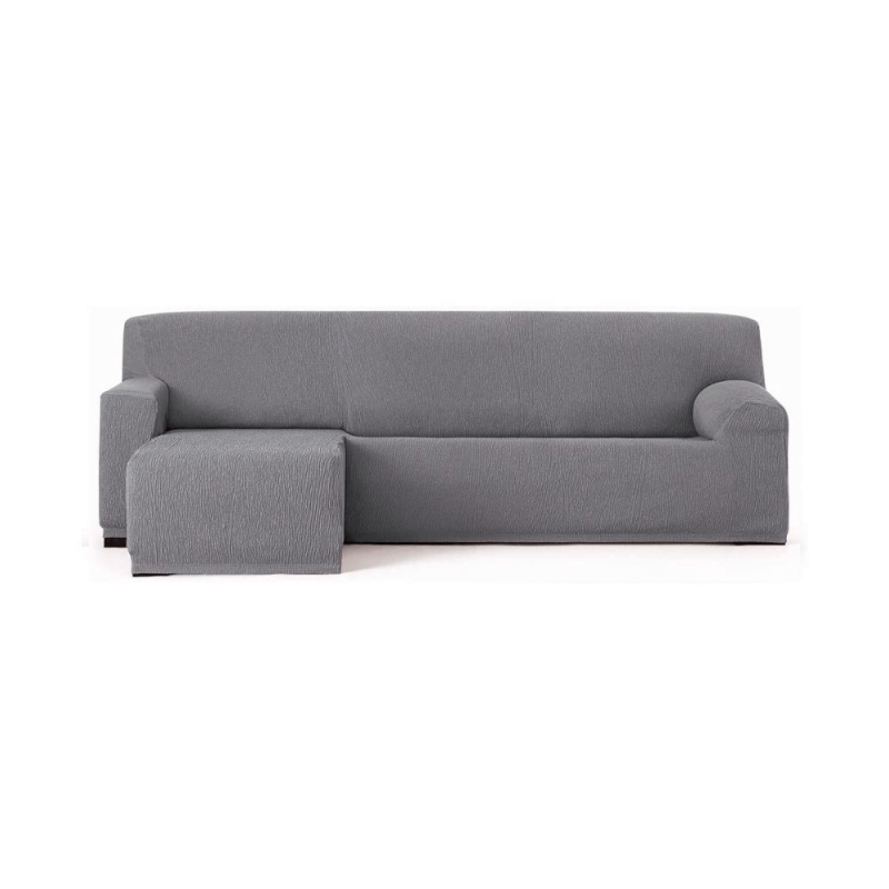 Troya housse de canapé élastique péninsule gauche gris accoudoir court 250/310