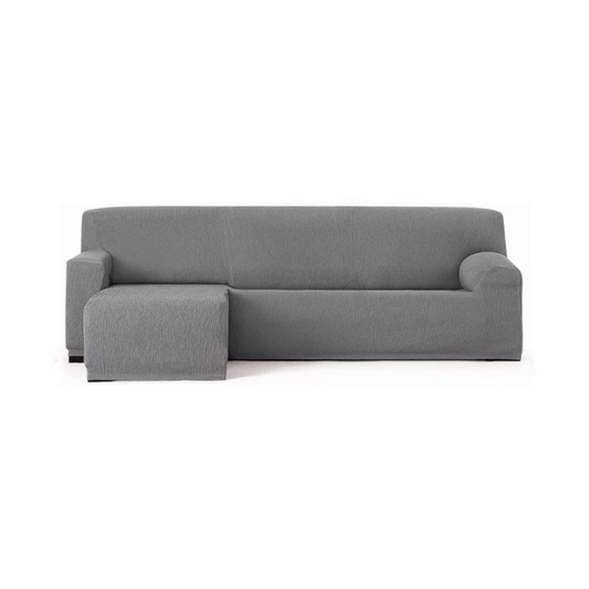 Troya housse de canapé élastique péninsule gauche gris accoudoir court 250/310