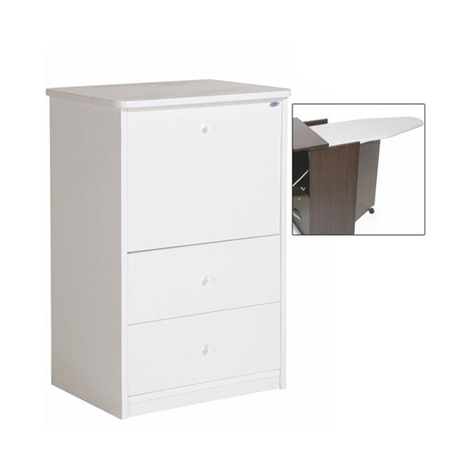 Meuble avec table à repasser Tiroirs en bois mélaminé blanc 44x57xH.89 cm