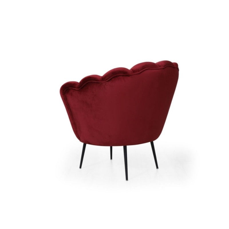 Fauteuil coque Orel en velours rouge 
