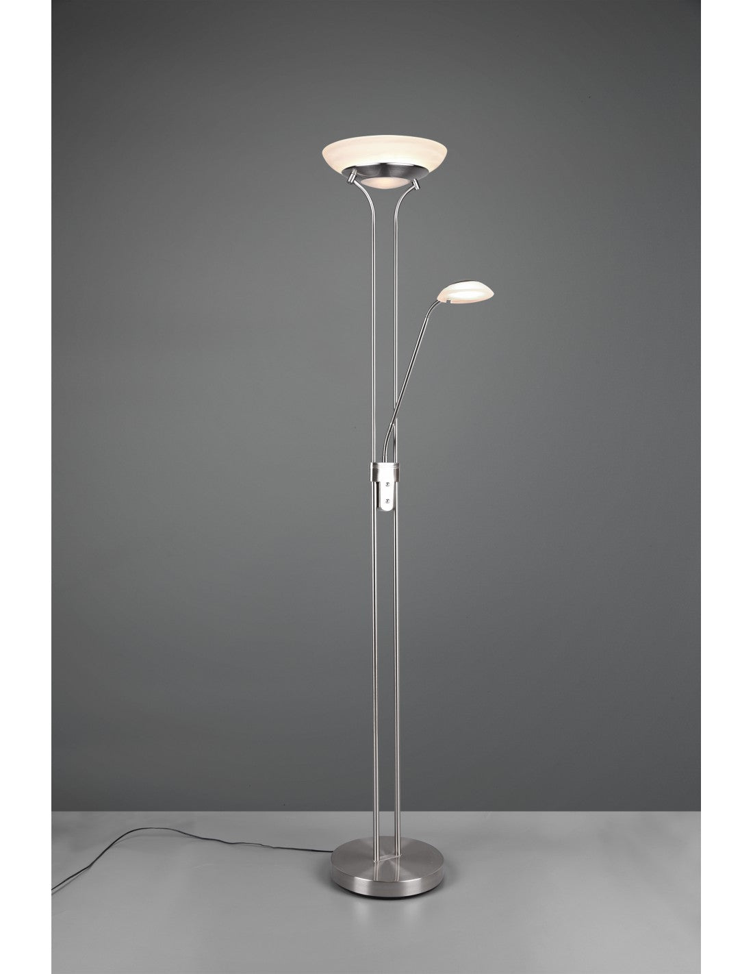 Lampadaire LED variateur avec spot de lecture Orson Nichel Trio Lighting