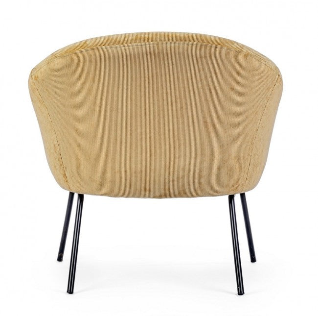 Fauteuil en velours jaune de style design