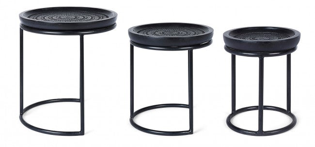 Suite de 3 tables basses design Kirtan noires