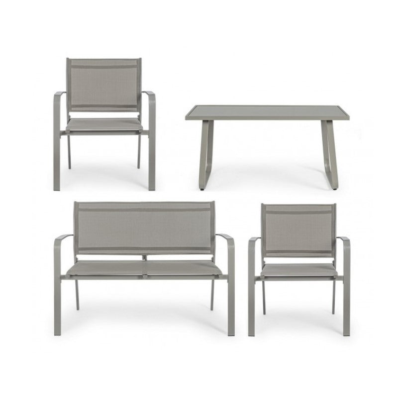 Bizzotto ensemble de jardin gris tourterelle 4 pièces