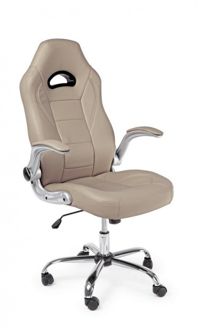 Fauteuil de bureau recouvert de cuir Boneville Beige