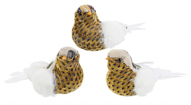 3x Set3 Dafne Bird Clips Multi Ocre