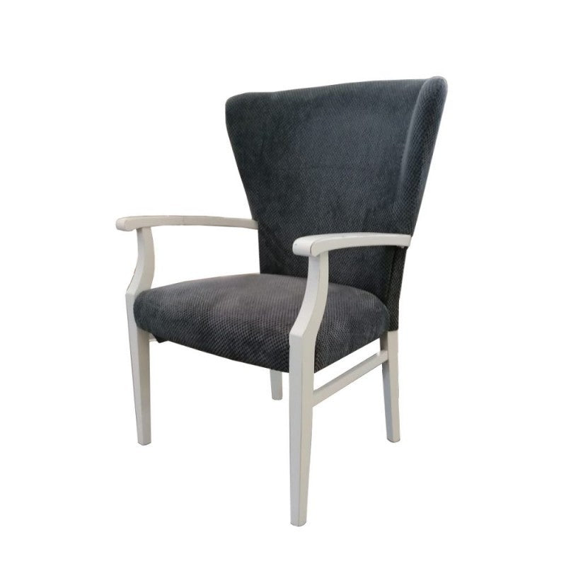 Fauteuil en bois et tissu gris avec dossier enveloppant DUMBO 69x66x h103 cm
