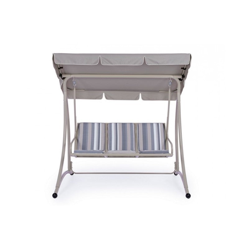 Balançoire trois places en acier Ivoire GRELY 190x120x h185 cm