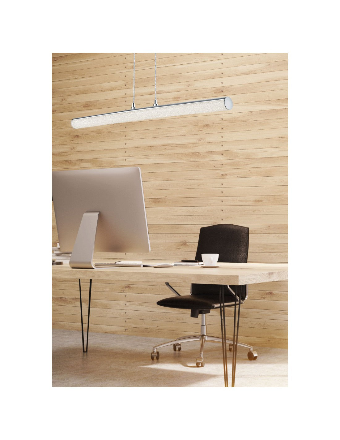 Suspension chromée moderne avec tube LED RGBW Leia Trio Lighting