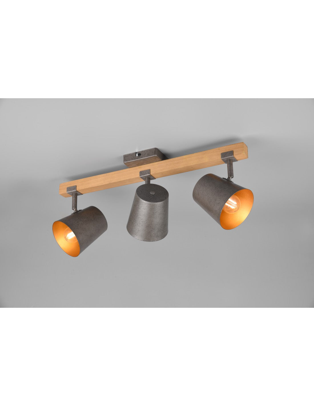 Spot 3 spots réglables en bois et métal nickel Bell Trio Lighting