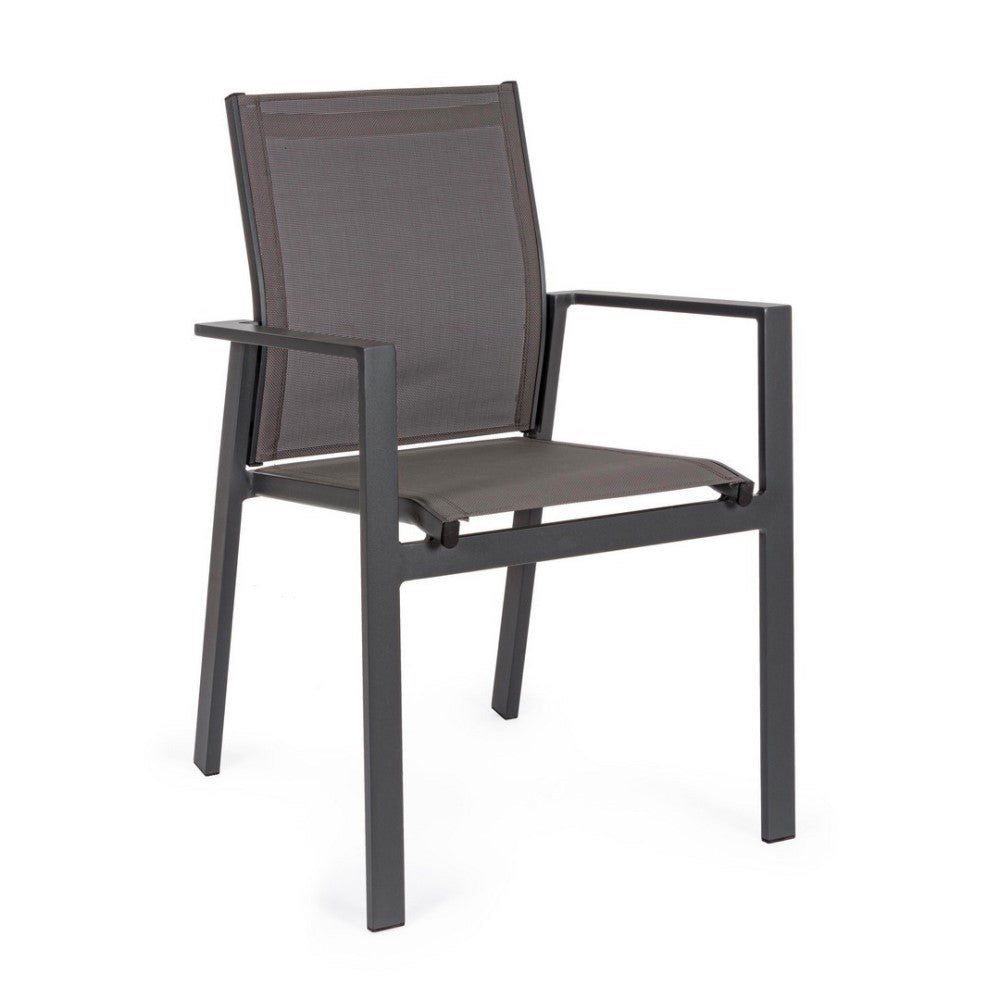 Chaise d'extérieur Crozet avec accoudoirs anthracite foncé