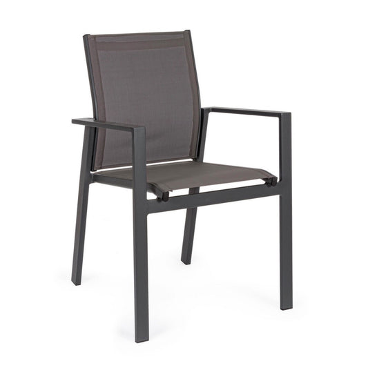 Chaise d'extérieur Crozet avec accoudoirs anthracite foncé