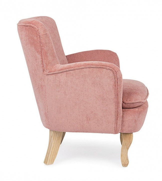 Fauteuil vintage Chenille rembourré en velours rose