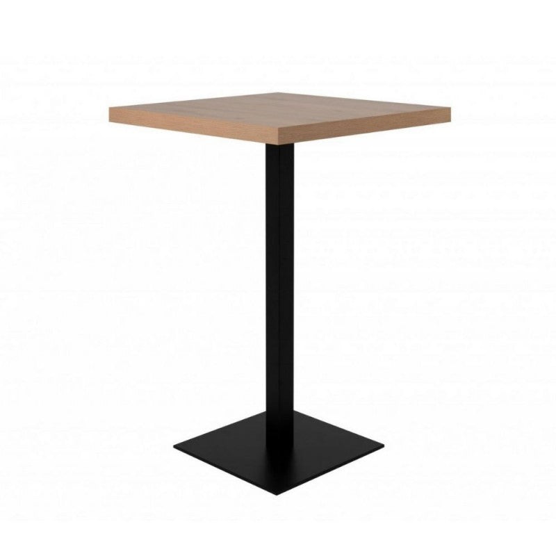 table haute carrée 105 cm plateau chêne et piètement noir Quantité 70x70xh.105 cm