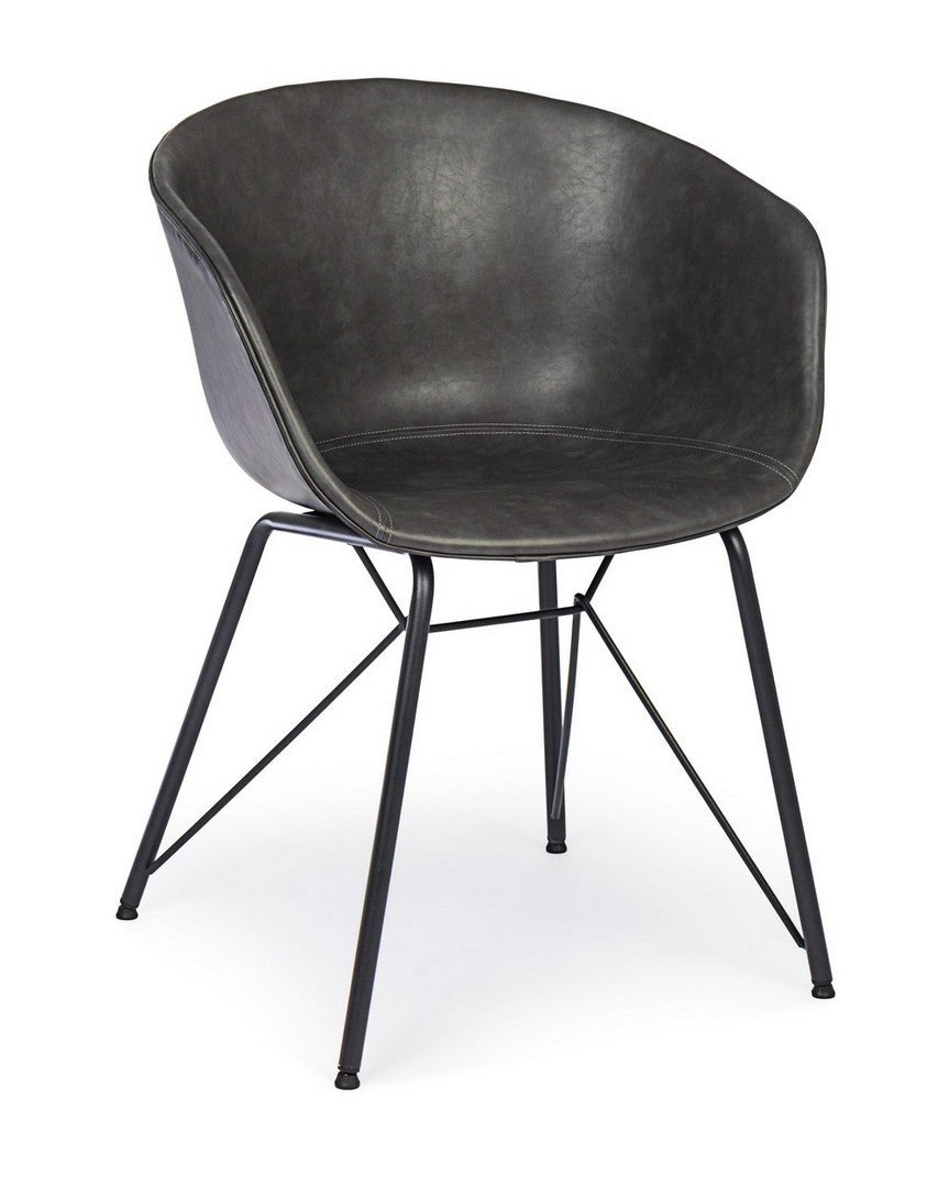 Chaise vintage en éco-cuir anthracite Warhol