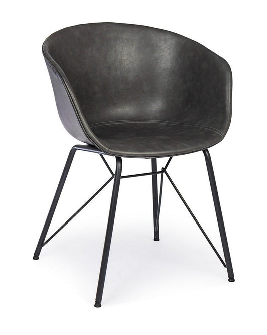 Chaise vintage en éco-cuir anthracite Warhol
