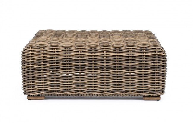 Table basse en aluminium et fibre synthétique style naturel 83x83