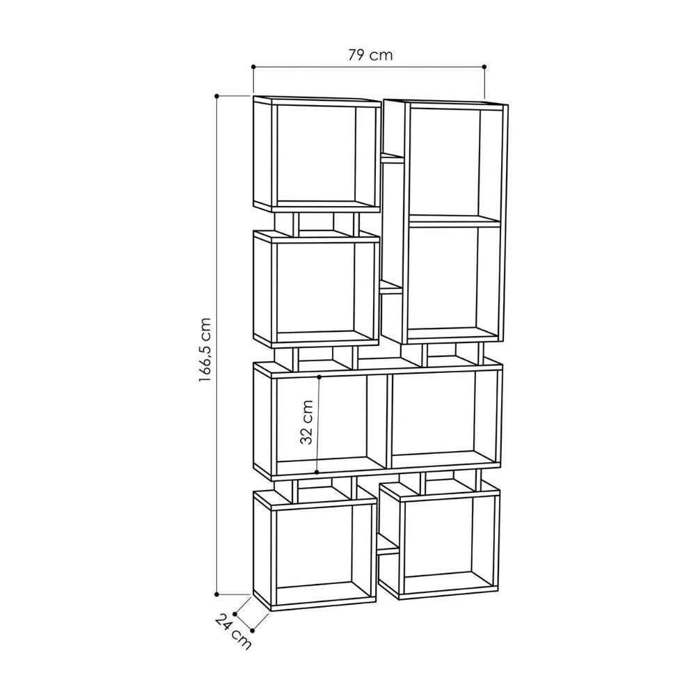 Bibliothèque double face Rail tourterelle 79x166,5