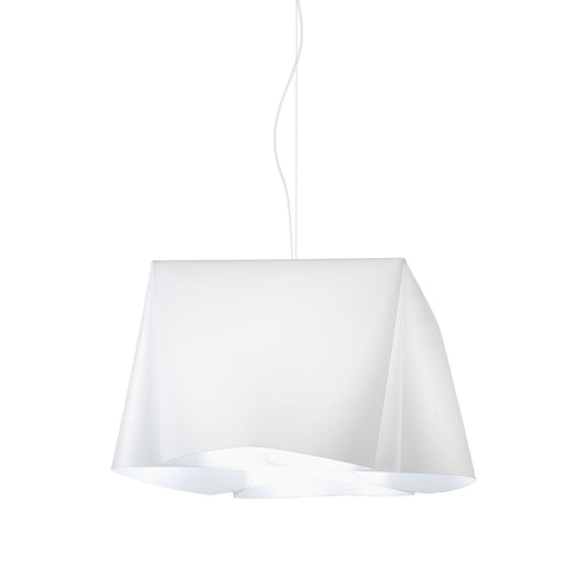 Suspension blanche en métal chromé Cm. 45x21h
