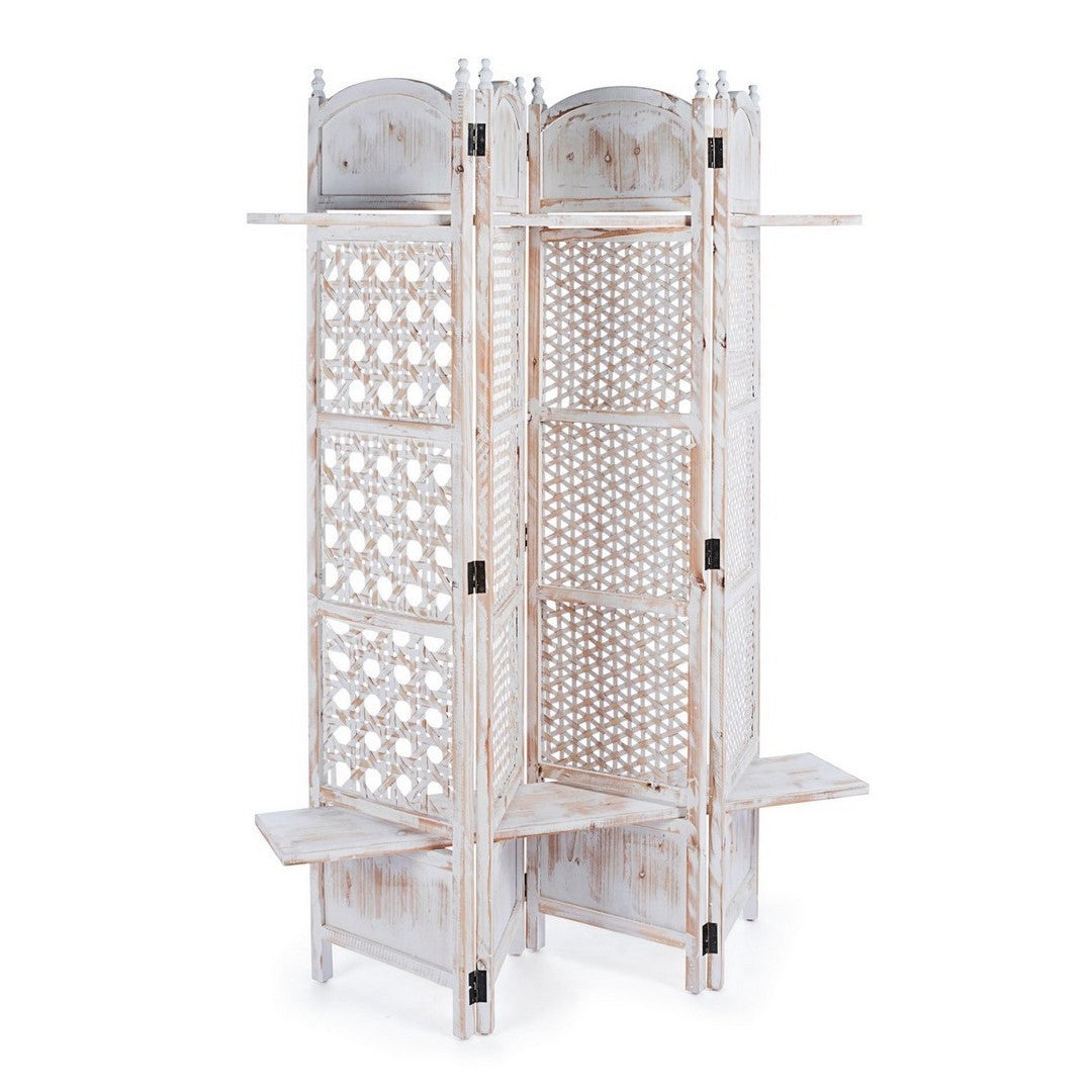 Paravent Intrex 3 portes style rustique avec étagères 180h cm