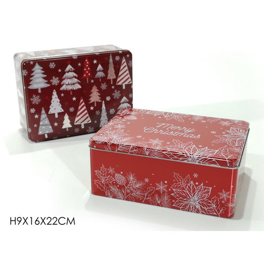 Boîte métallique de Noël assortie 16 x 22 x h 9 pcs 1