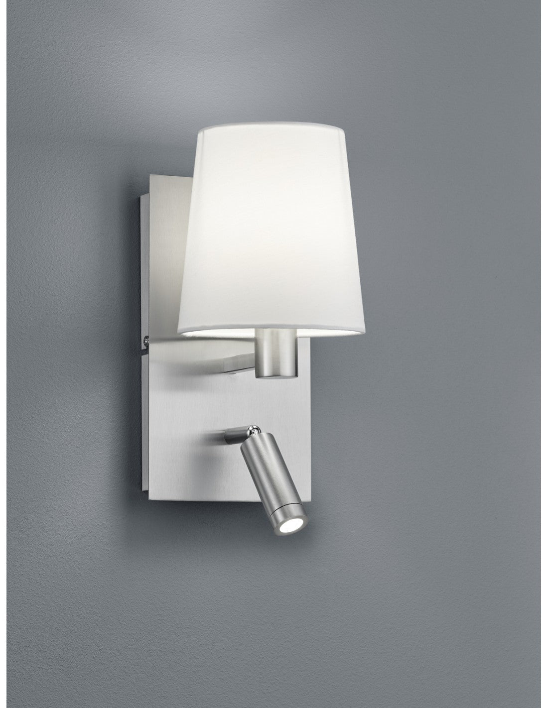 Applique moderne avec abat-jour blanc et spot LED Marriot Nickel Trio Lighting