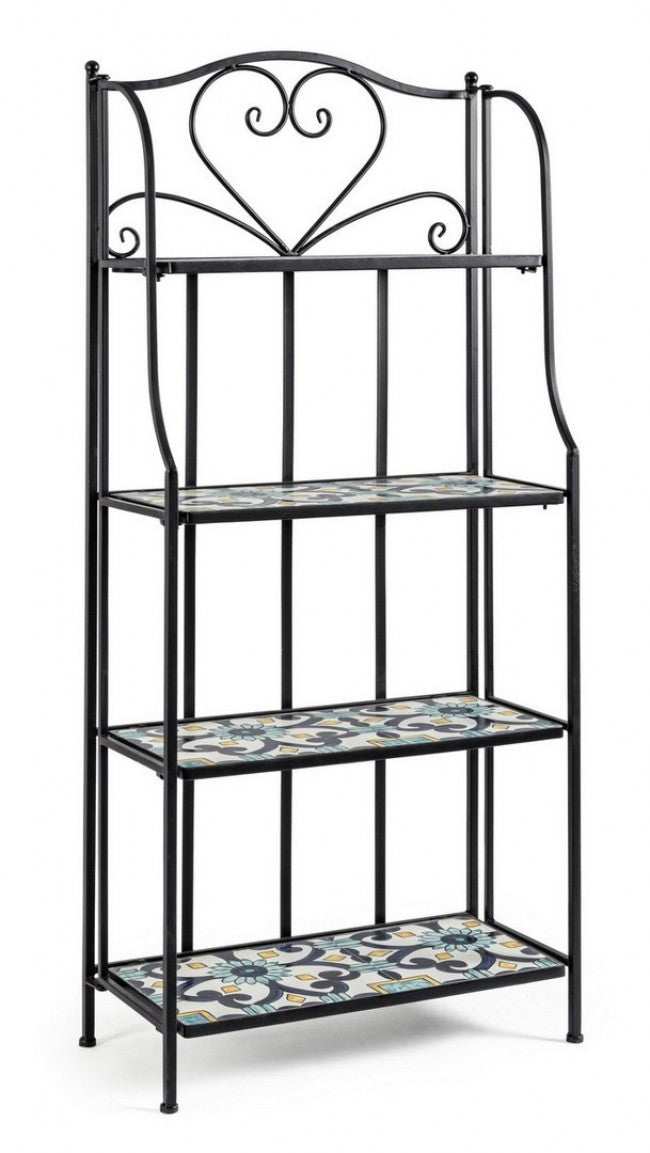 Bibliothèque pliante Positano 4 étagères en métal de style campagnard 57x28x133h cm
