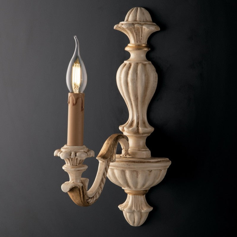 Applique en bois ivoire et feuille d'or une lumière 25x h40 cm