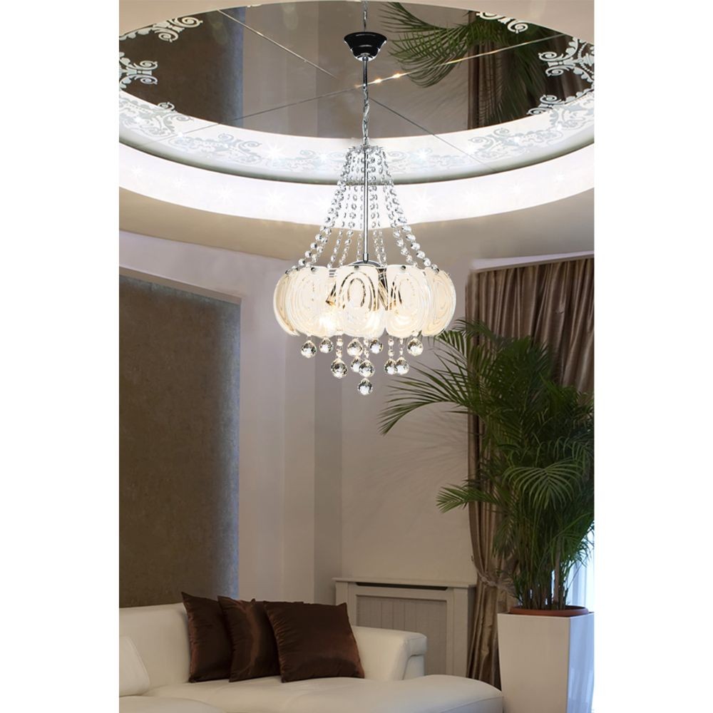 Yon MDL3973 plafonnier argenté décoré de pierres effet verre et cristal