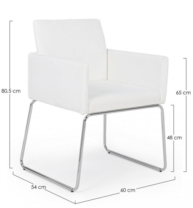 Chaise avec accoudoirs en simili cuir Blanc SIXTY 60x54x h80,5 cm