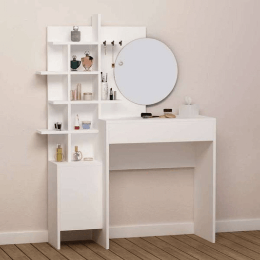 Toilettes de maquillage White Mup à compartiments ouverts