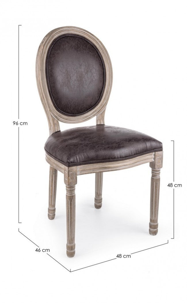 Chaise de style classique MATHILDE en bois recouvert 96h cm