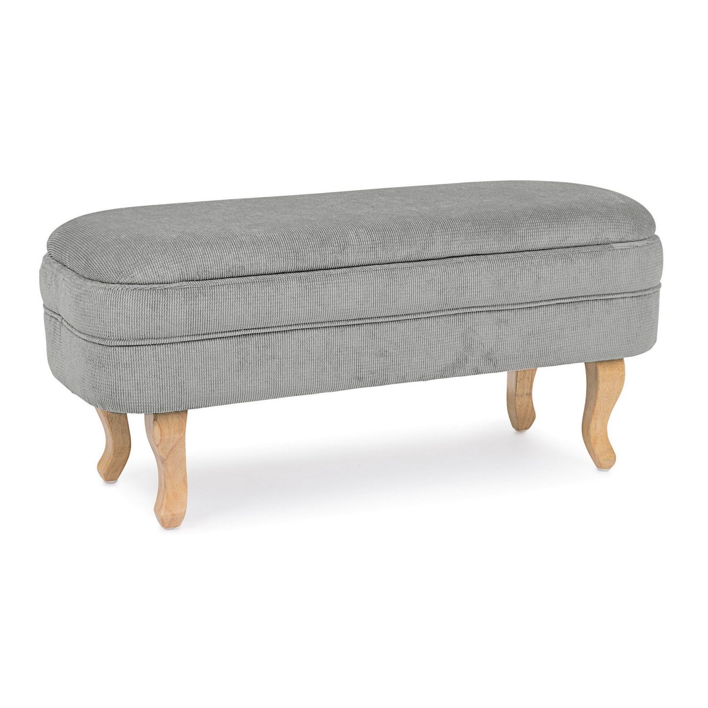 Banc de rangement vintage Chenille en velours gris clair 102x41x49h cm