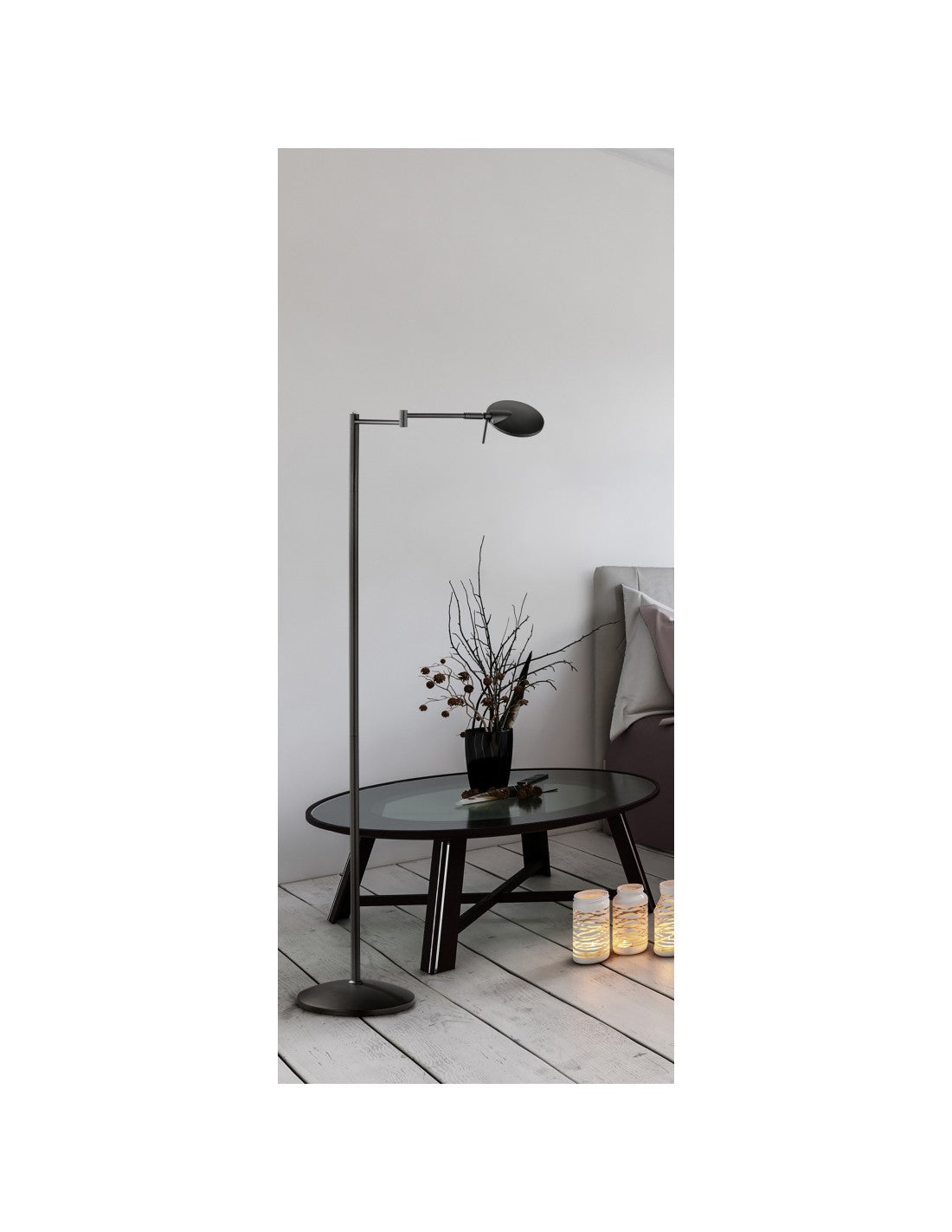 Lampadaire Kazan Noir Led Touch Dimmable Orientable H121 cm Trio Lighting
