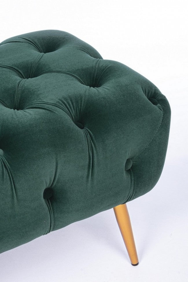 Banc Giacinta effet velours vert 103x46x40h cm