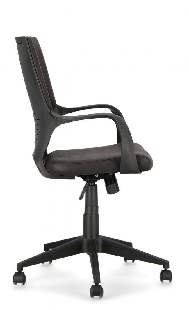 Fauteuil de bureau en tissu Damon avec dossier bas noir