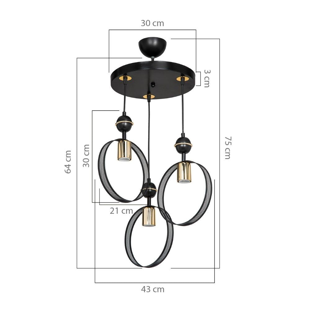 Suspension Esin avec trois douilles circulaires MDL4423